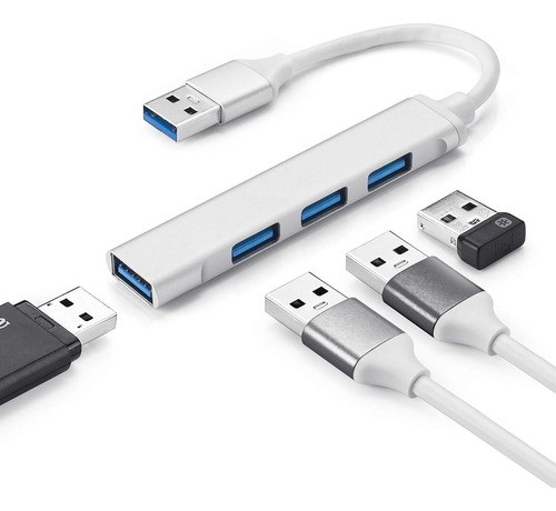 "Hub Usb 3.0 Adaptador Convertidor Ultradelgado Con 4 Puertos blanco "