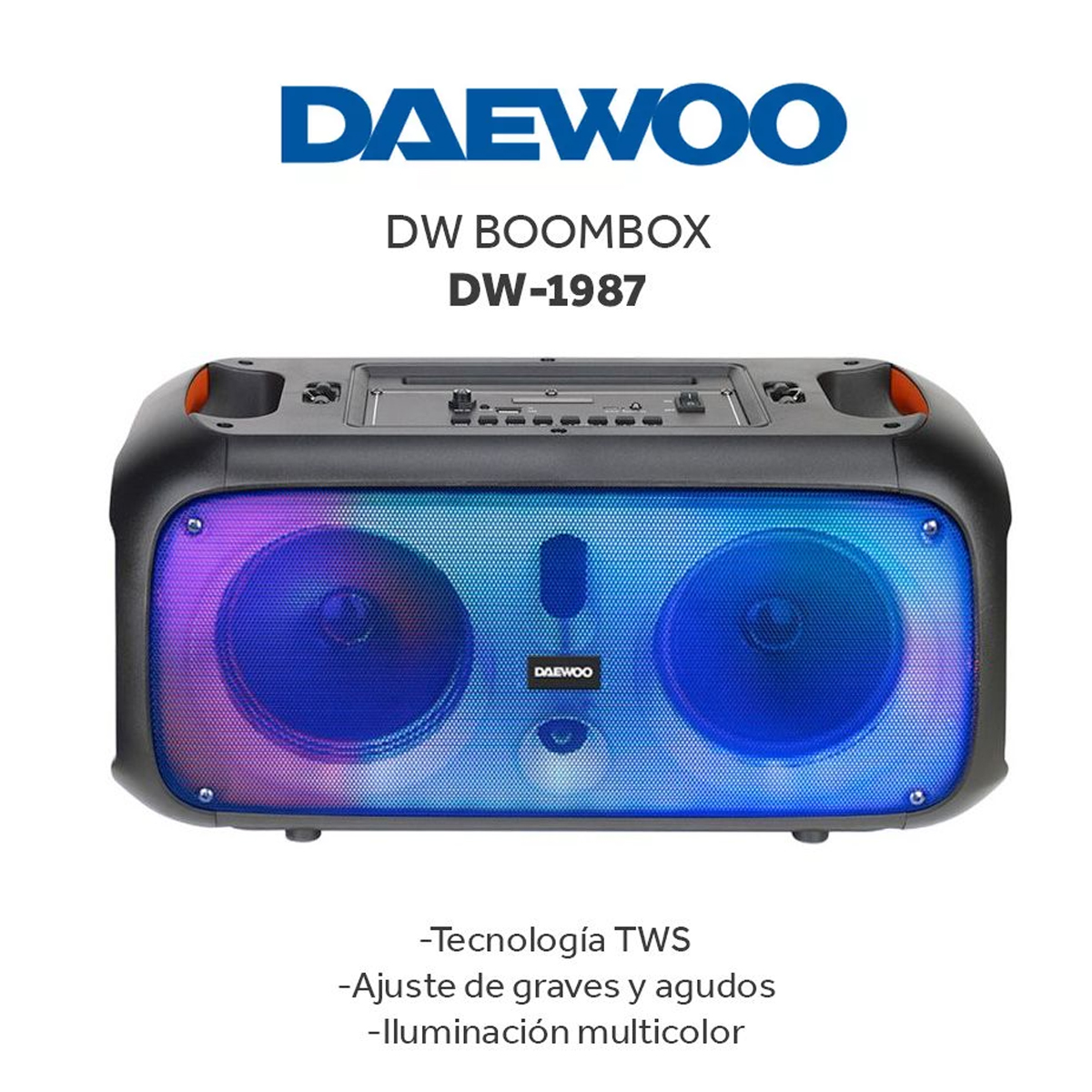Bocina Recargable 2x6.5 Pulgadas Daewoo Boombox Dw-1987 
