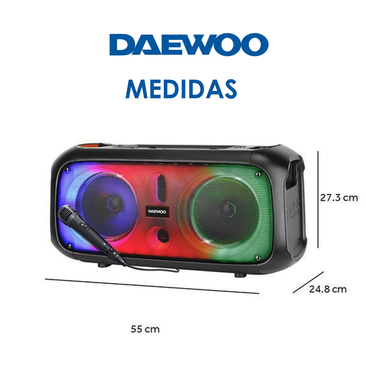 Bocina Recargable 2x6.5 Pulgadas Daewoo Boombox Dw-1987 