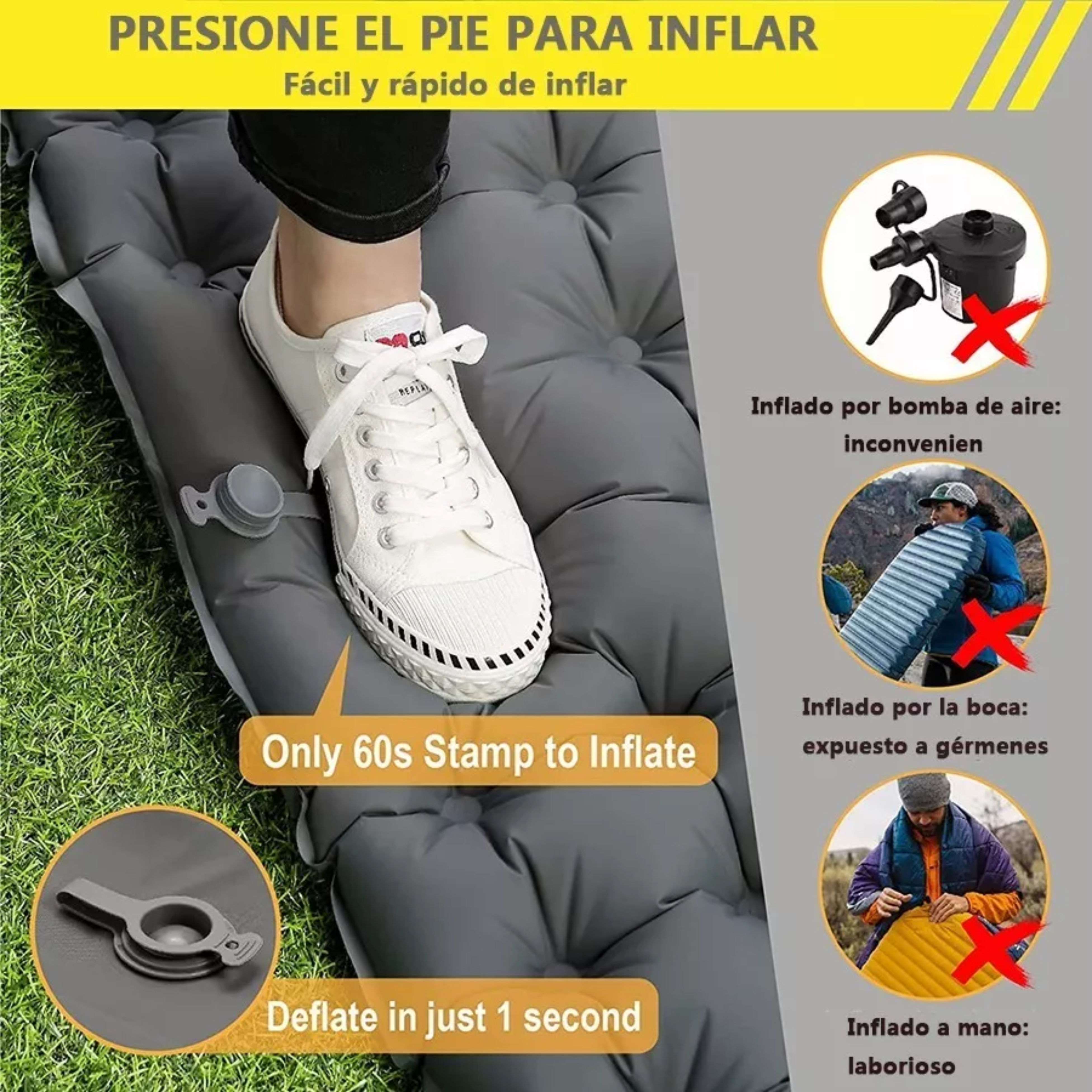 Colchón Inflable De Dormir Doble Portátil De Acampar.
