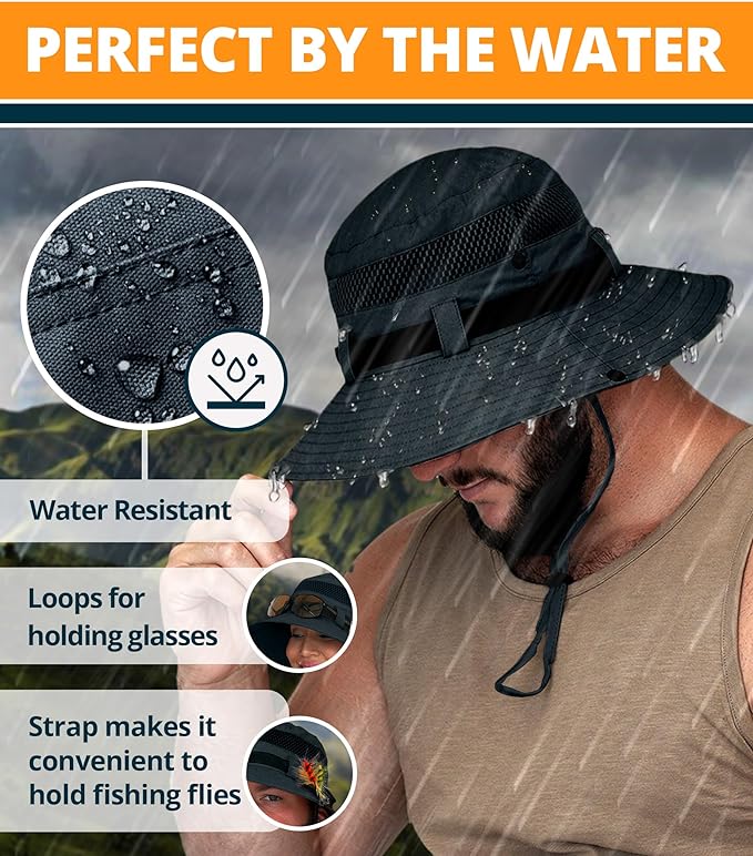 GearTOP Sombrero de sol Boonie - Sombrero de ala ancha para hombres y mujeres, UPF, resistente al agua (serie Wandererer).