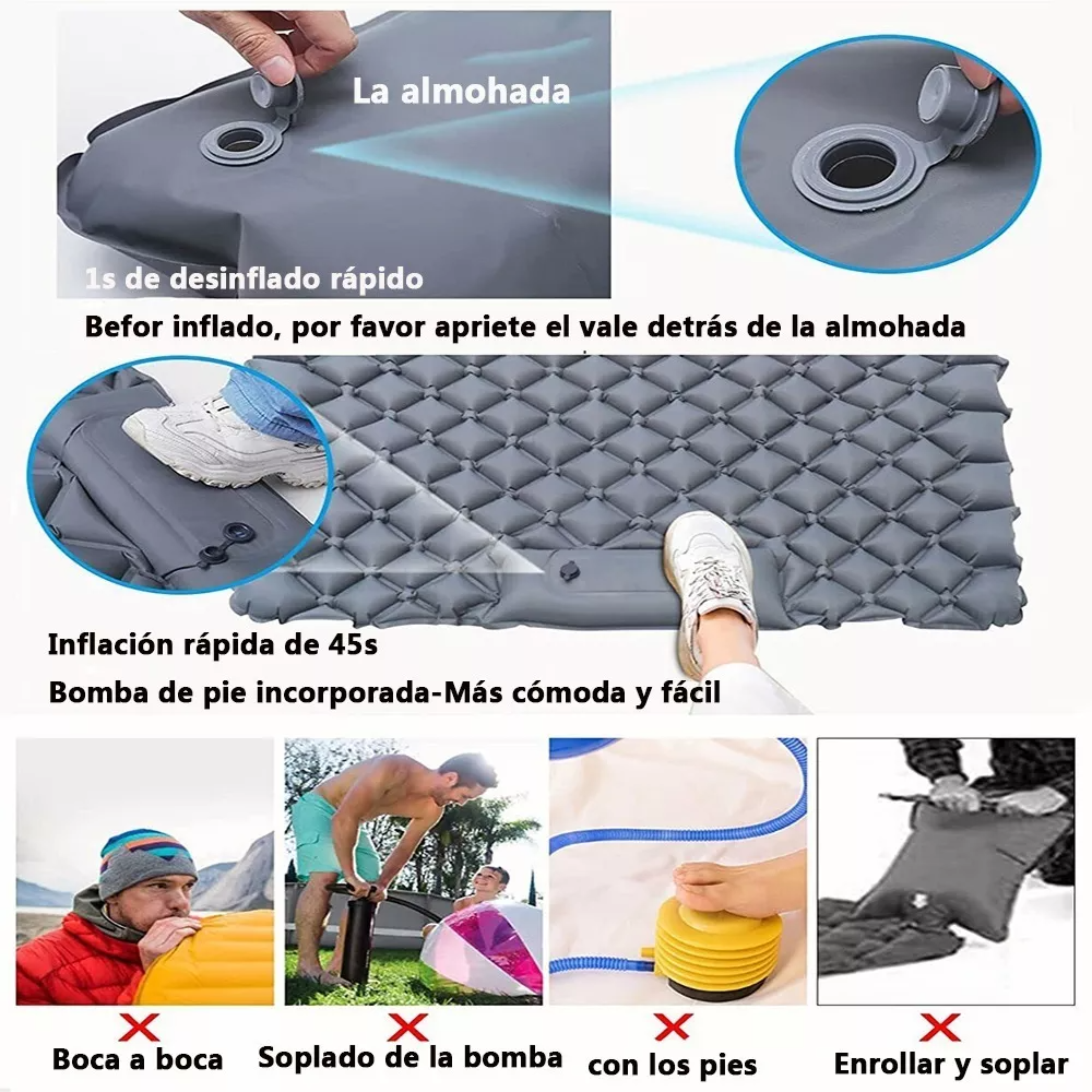 Colchón Inflable De Dormir Doble Portátil De Acampar.