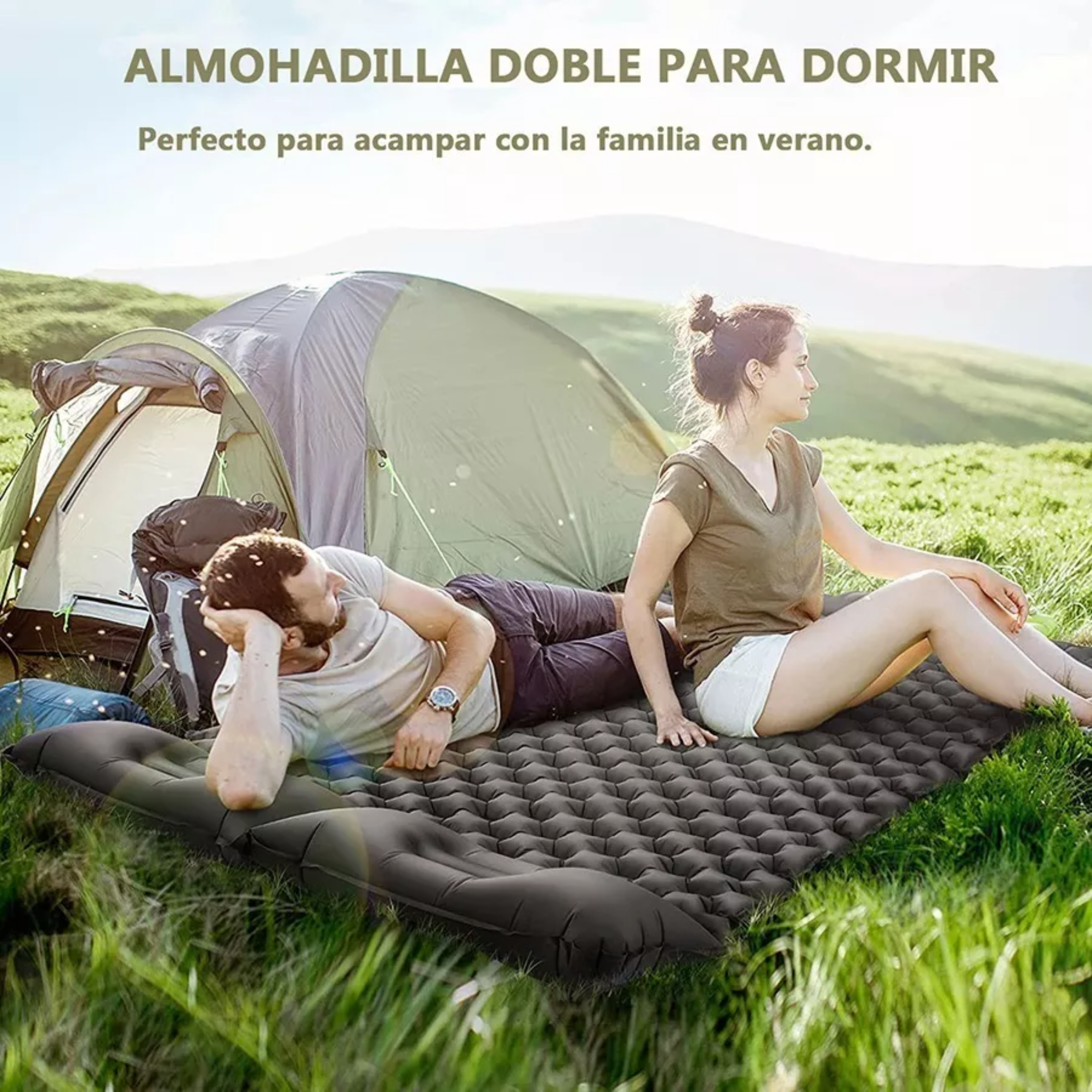Colchón Inflable De Dormir Doble Portátil De Acampar.