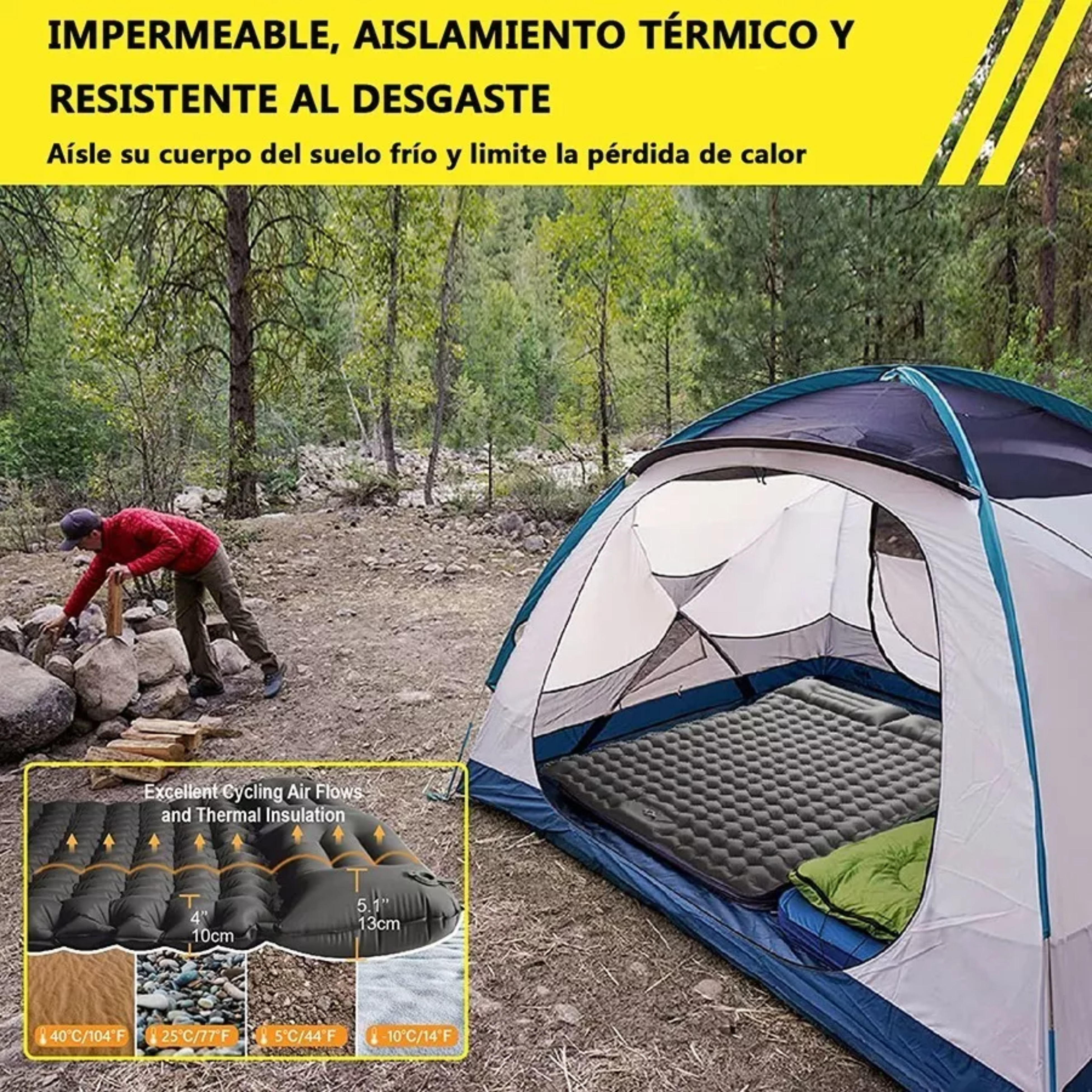 Colchón Inflable De Dormir Doble Portátil De Acampar.