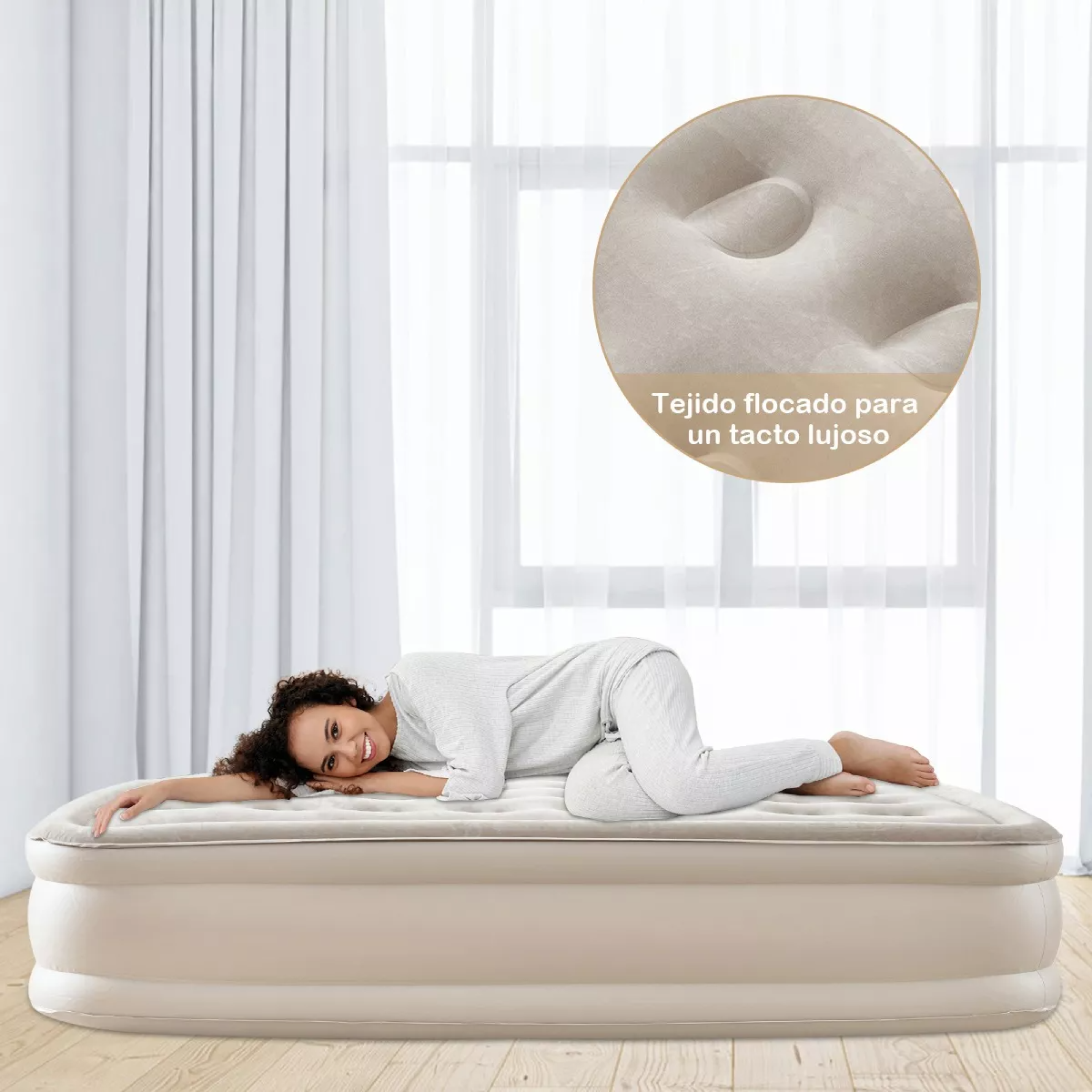 Colchon Inflable Matrimonial Con Bomba Inflable Automática.