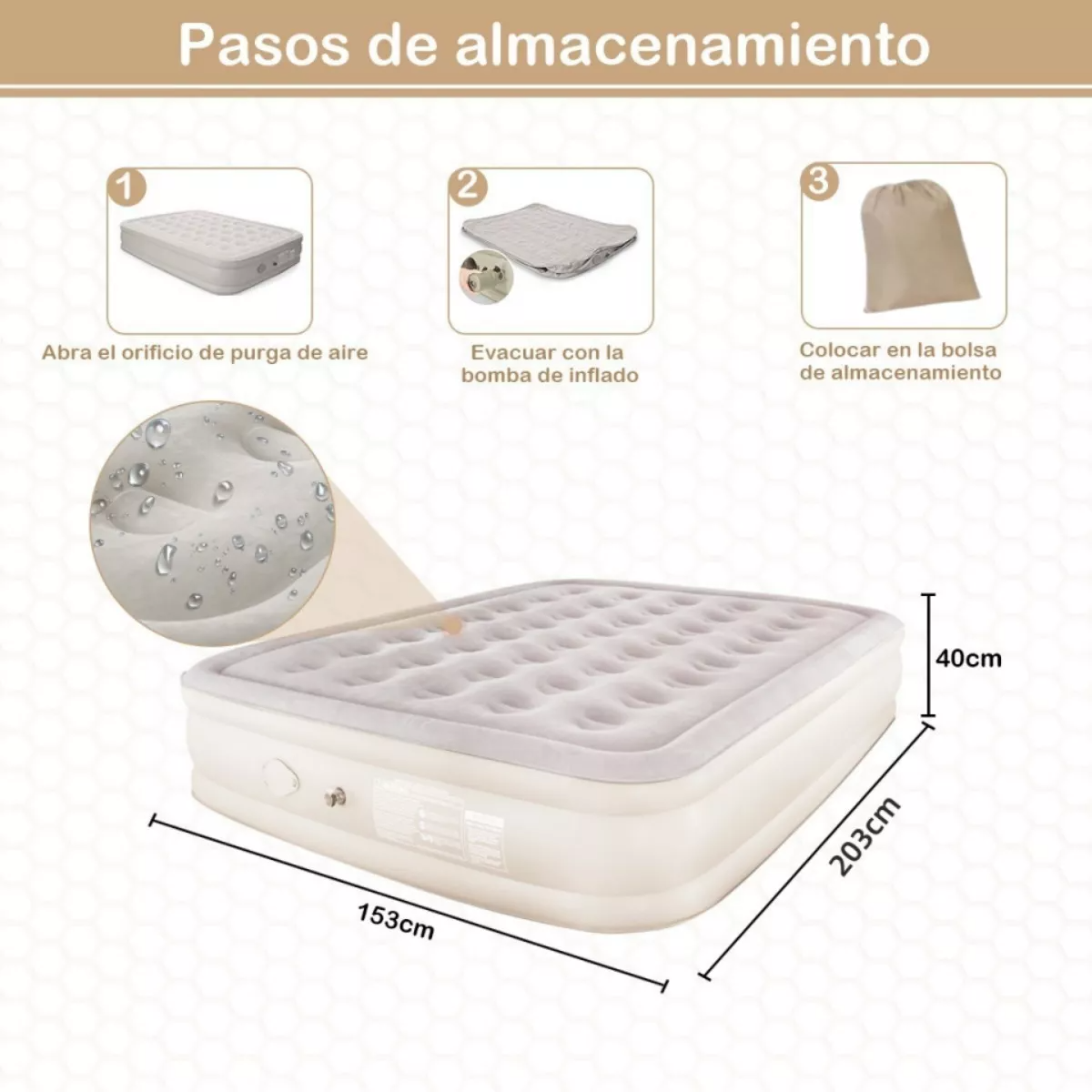 Colchon Inflable Matrimonial Con Bomba Inflable Automática.