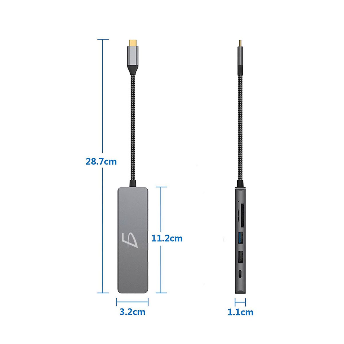 Hub USB Tipo C 3.0 Con 6 Diferentes Puertos Cuerpo Metalico.