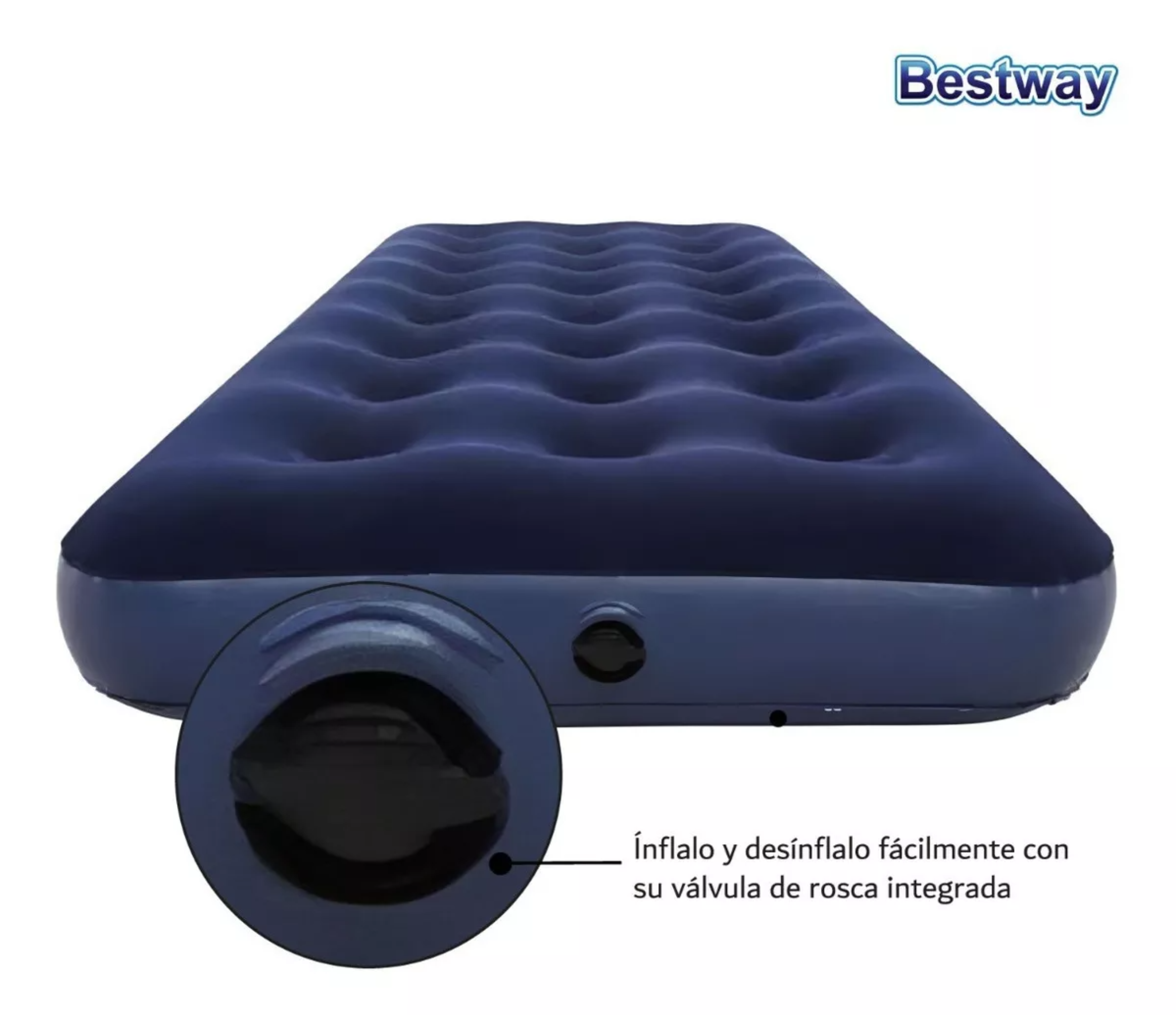 Colchón inflable Bestway 67000 color azul hasta 150kg de 76cm x 185cm x 22cm.