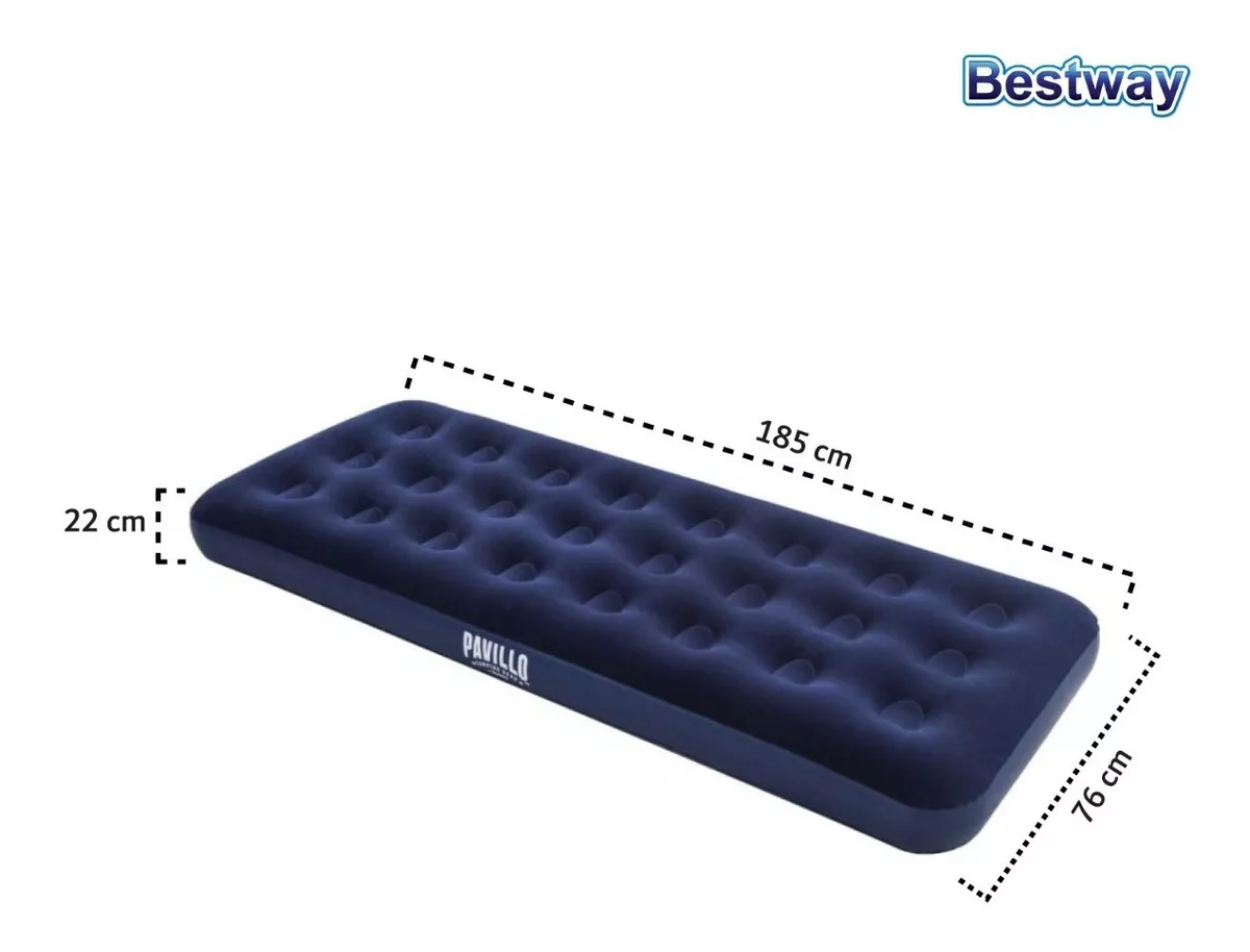 Colchón inflable Bestway 67000 color azul hasta 150kg de 76cm x 185cm x 22cm.