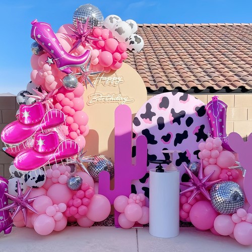 "4×botas Sombrero Globo Vaquero Vaquera Fiesta Decoración rosa "