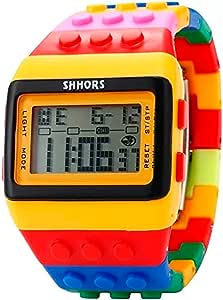 A BLACK MAMUT ALELÍ - Reloj de Pulsera para Niño y Niña, Reloj Bloque Digital con Cronómetro, Alarma, Luz y Calendario - Estilo Infantil, Moderno y Divertido - Regalo para Cumpleaños, Día del niño.