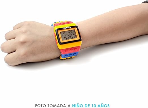 A BLACK MAMUT ALELÍ - Reloj de Pulsera para Niño y Niña, Reloj Bloque Digital con Cronómetro, Alarma, Luz y Calendario - Estilo Infantil, Moderno y Divertido - Regalo para Cumpleaños, Día del niño.