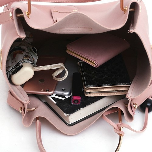 Set 3 Bolsas Mujer Borla Moda Cartera Crossbody Tote Hobo Pu Color gris