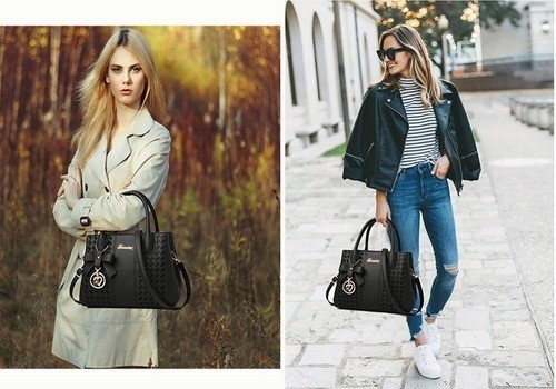 "Bolso Mano Tote Bolsa Mochila Mujer Gran Capacidad Ligero negra "