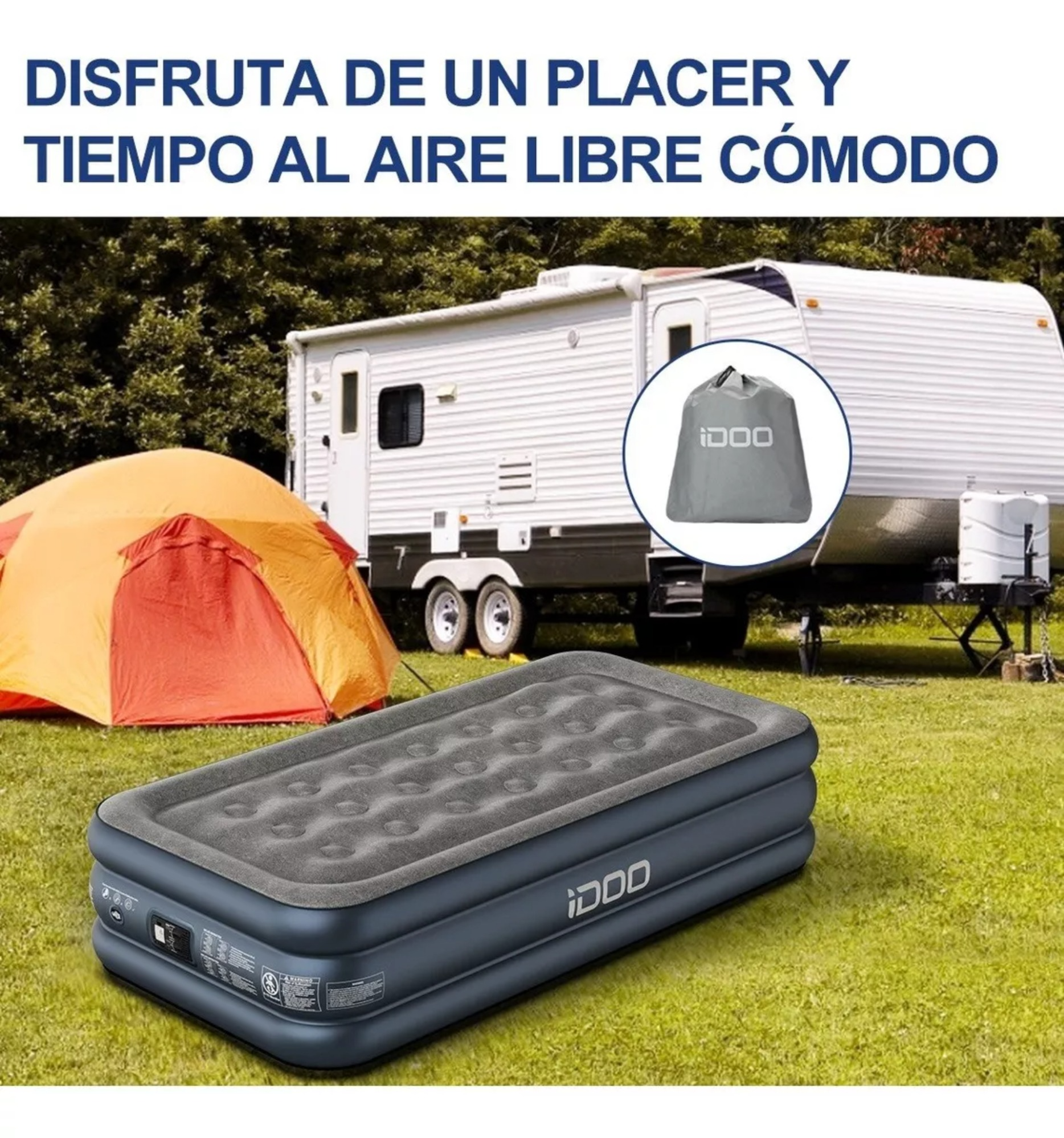 Colchón De Aire Inflable Idoo Twin Con Bomba Incorporada.