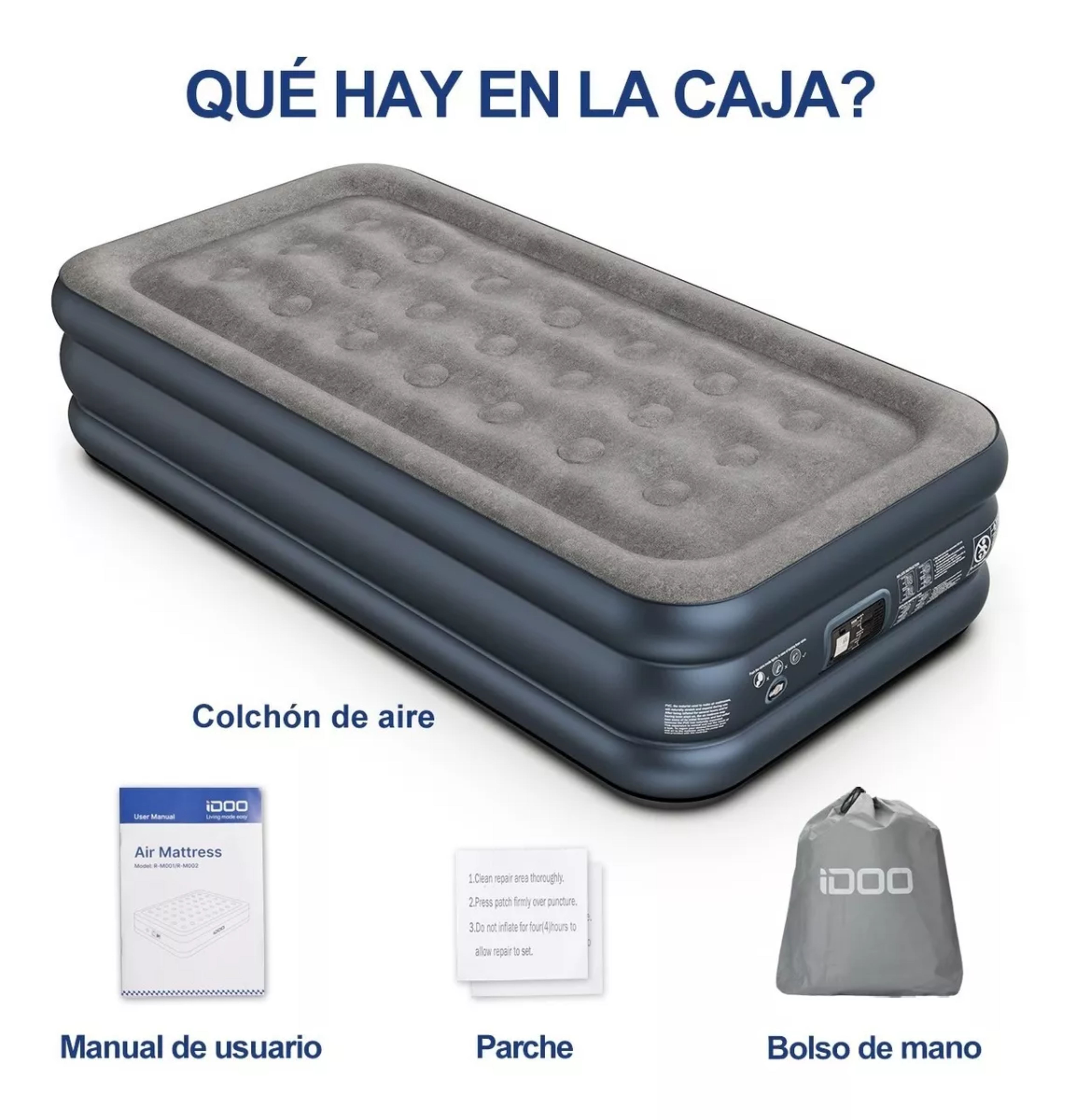 Colchón De Aire Inflable Idoo Twin Con Bomba Incorporada.