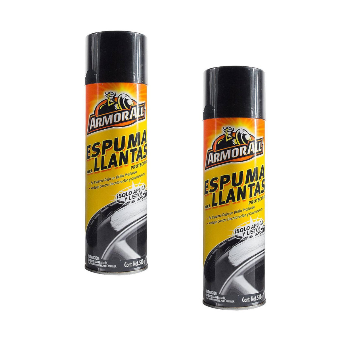 Kit 2pz Espuma llantas Armor All limpieza brillo con cepillo.