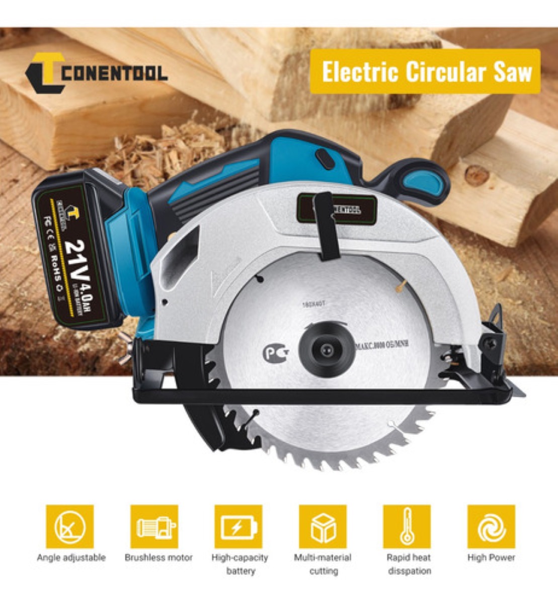 Sierra Circular Eléctrica Profesional 2680w 4.0ah