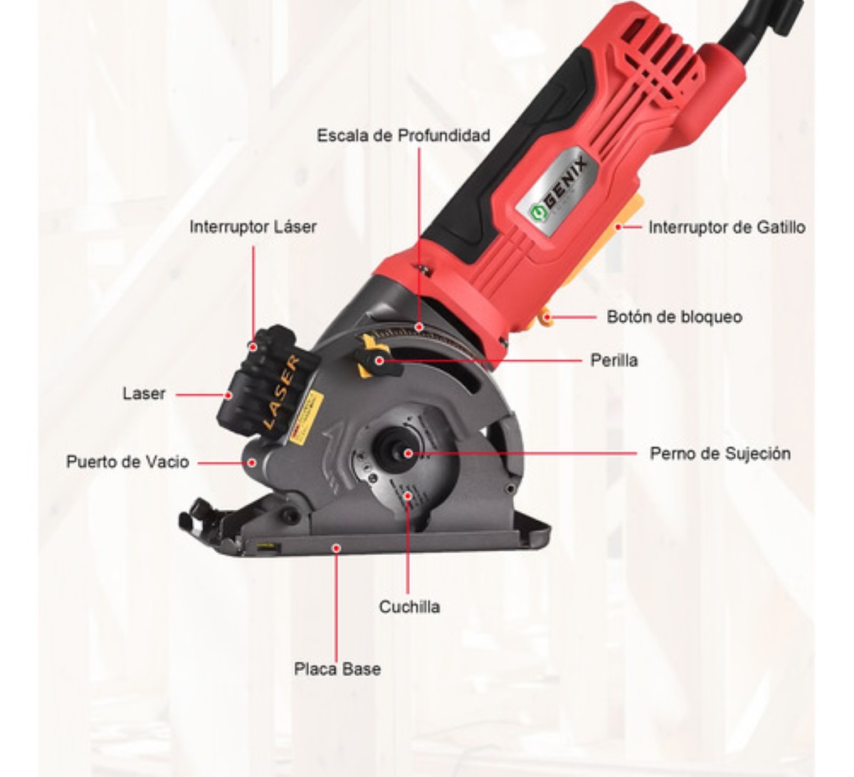 Mini Sierra Circular Compacta 480w Con Corte Por Láser
