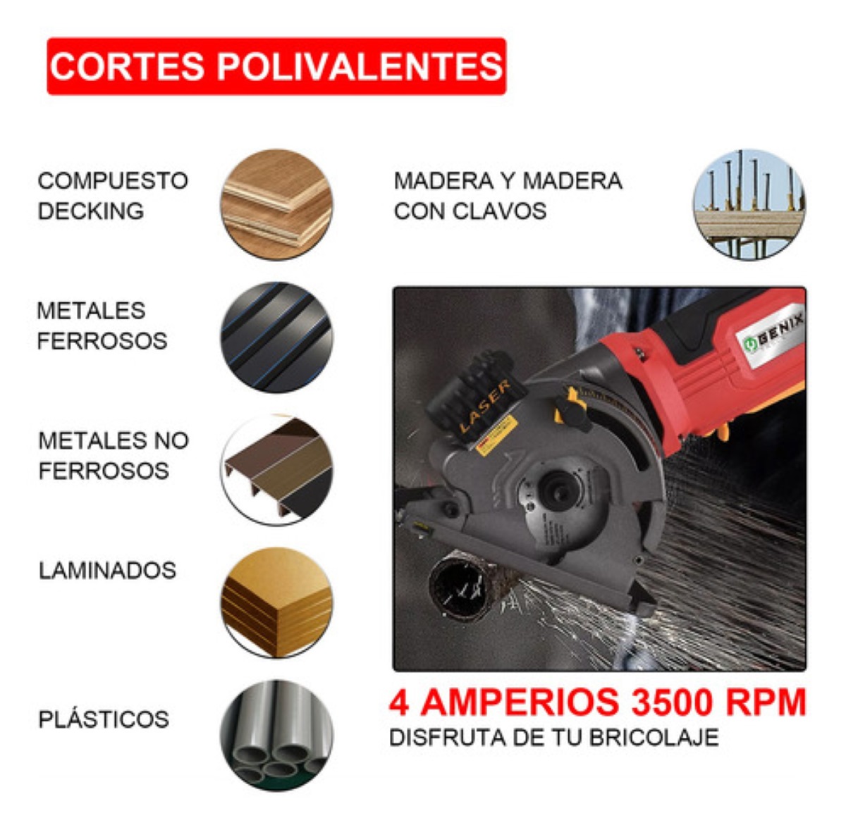 Mini Sierra Circular Compacta 480w Con Corte Por Láser