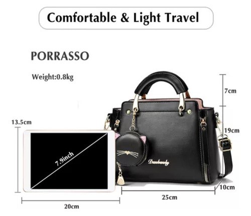 Bolso De Mujer Casual Vintage De Cuero Pu negro