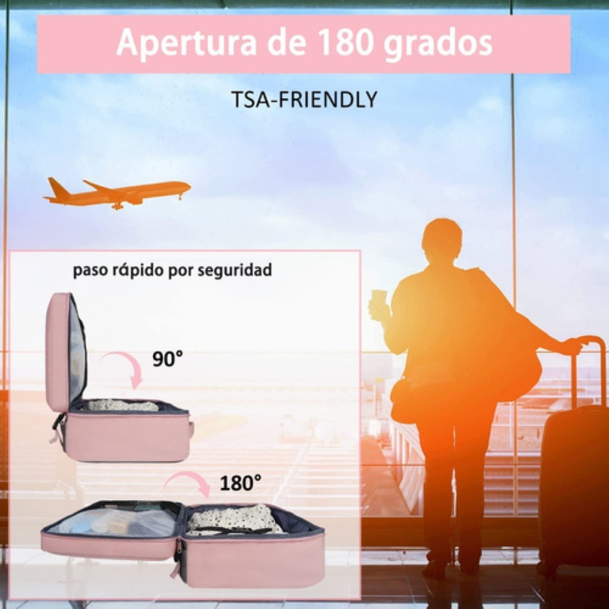 Mochila De Viaje Para Mujer, Aprobado Por Avión 10kg, Antirrobo rosa