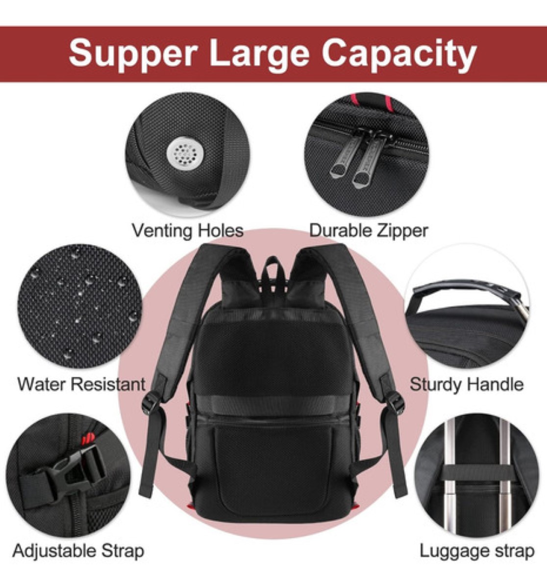 Mochila Gym Con Compartimento Para Zapatos de Viaje 50 L