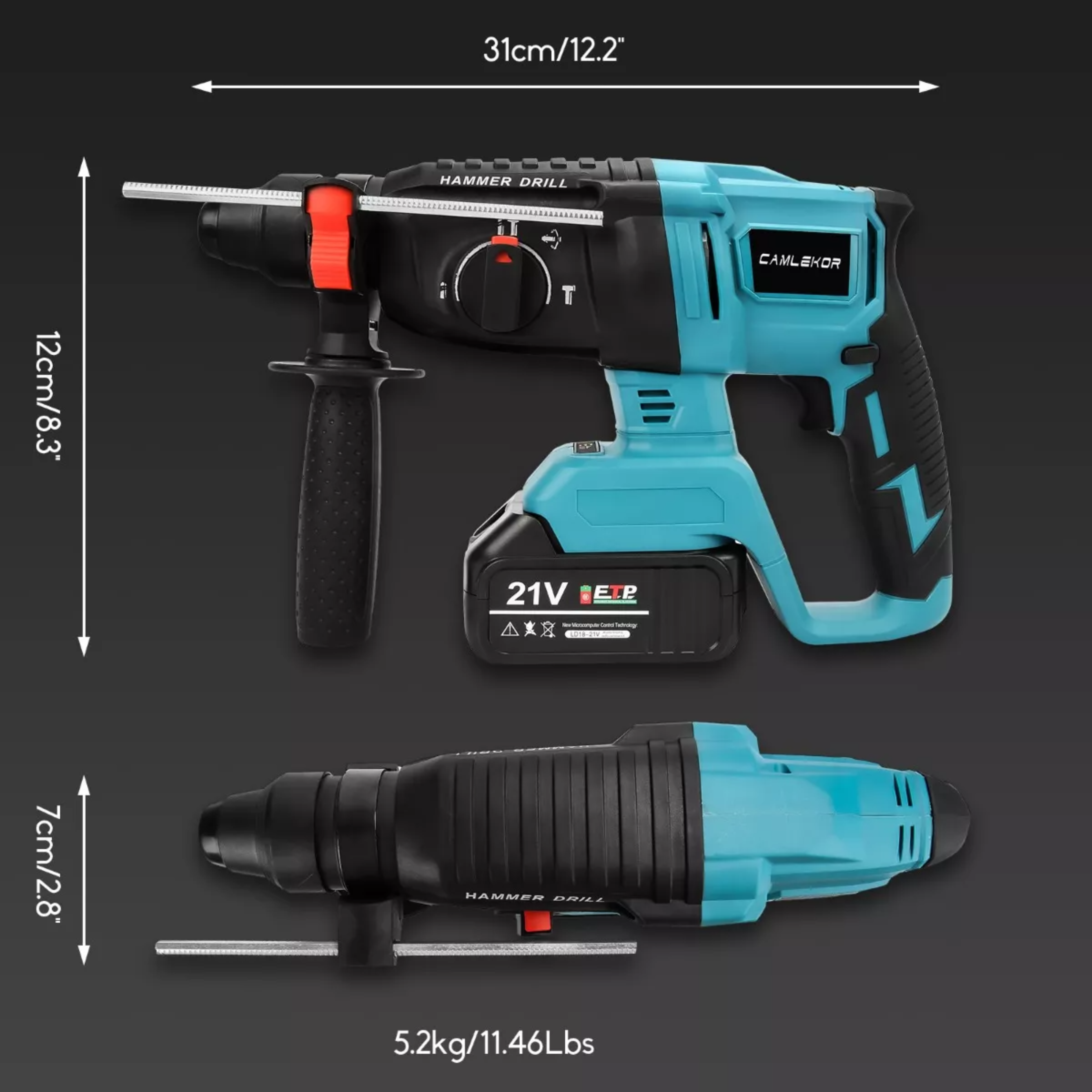 Rotomartillo Inalámbrico Taladro Sds Plus 2 Baterías 2000w.
