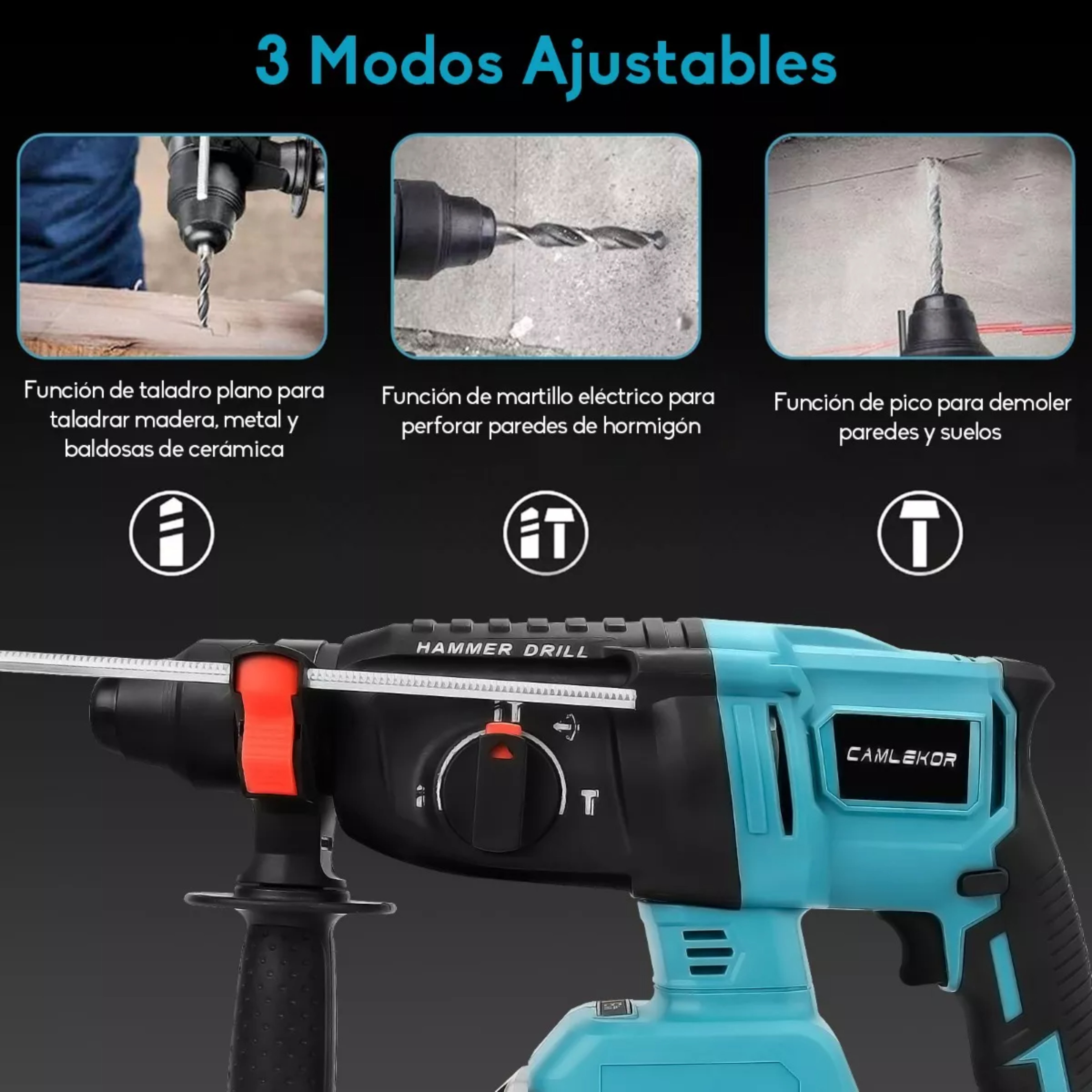Rotomartillo Inalámbrico Taladro Sds Plus 2 Baterías 2000w.