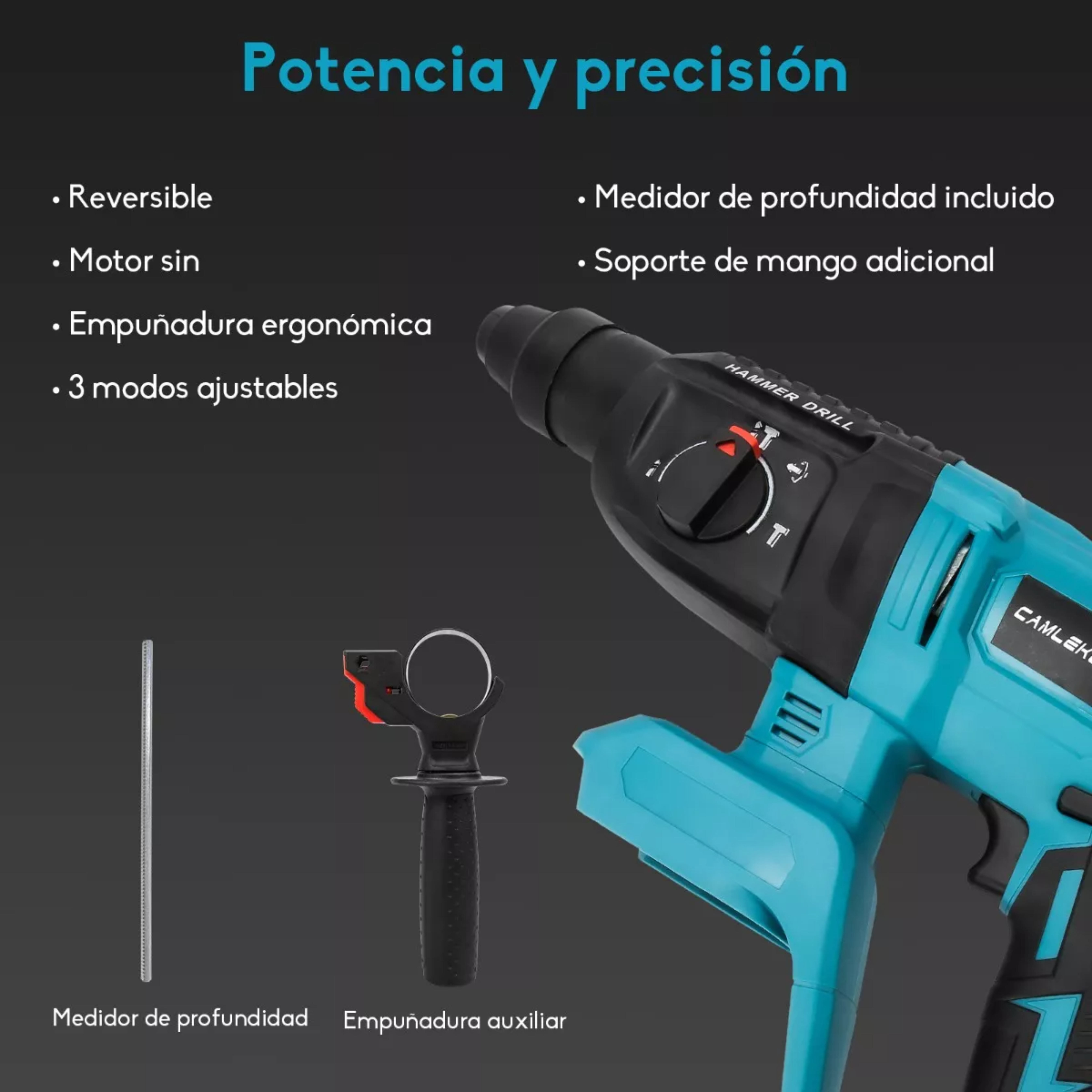 Rotomartillo Inalámbrico Taladro Sds Plus 2 Baterías 2000w.