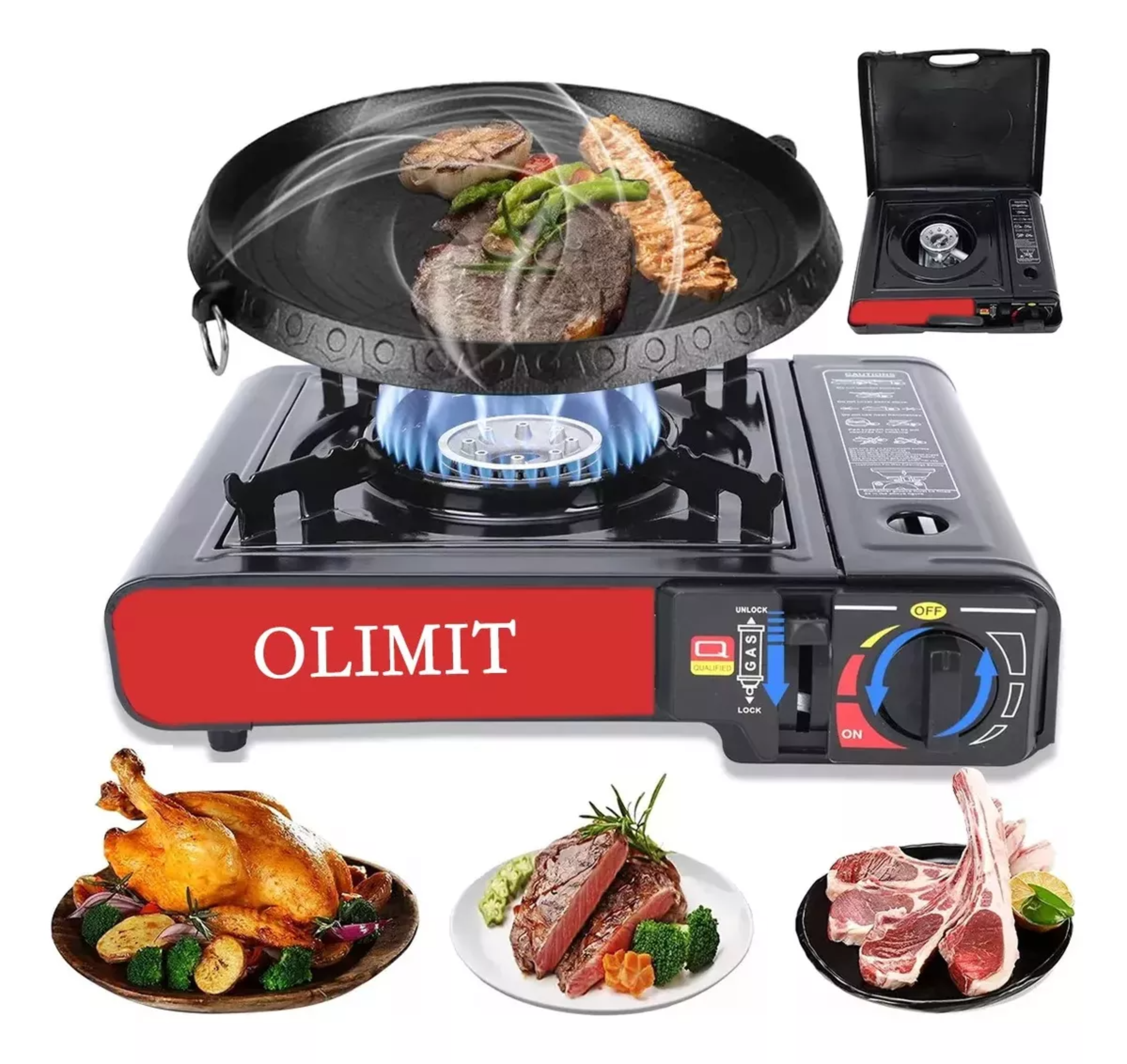 Para Acampar Calentador De Camping Gas Butano Multifuncional By Olimit, Estufa, Estufa De Gas Para Acampar, Acampar, Con Estuche Sin Gas.