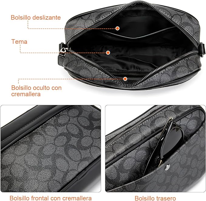 A Bandolera Hombre, Mariconera, Salandens Crossbody Hombre, Bolso Para Hombre Correa De Hombro Desmontable, Estilo Casual, Ligero, Para Uso Diario, Deportes, Senderismo,viajes..