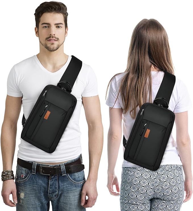 A RAINSMORE Bolso para Hombre Antirrobo Mochila Cruzada Impermeable y Ligera Bolso de Pecho Grande Bandolera Hombre Sling Bag para Caminar,Viajar, Actividades al Aire Libre.