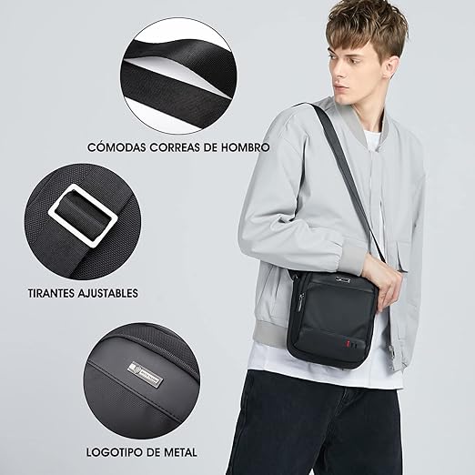 A Bolso Bandolera Hombre, ARCTIC HUNTER AH Bandolera Casual Cruzado para Hombre Resistente al Agua para Bolsa Mensajero para Casual Oficina Trabajo Negocio y Escuela.