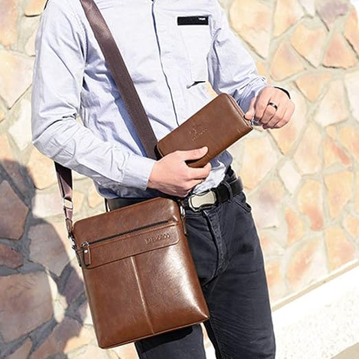 A Bolso de Mano de Cuero para Hombres, Bolsos de hombres, Maleta Para Oficina,Bolsos de hombro vintage para hombre, Bolso bandolera de lona para uso multiusos.