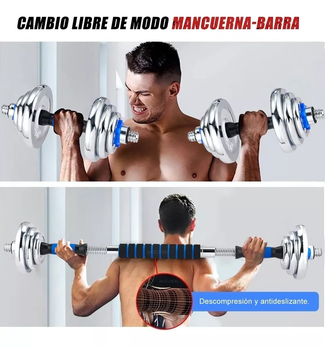 Kit De Mancuernas, Barra Con Pesas Para Gimnasio De 20 Kg.