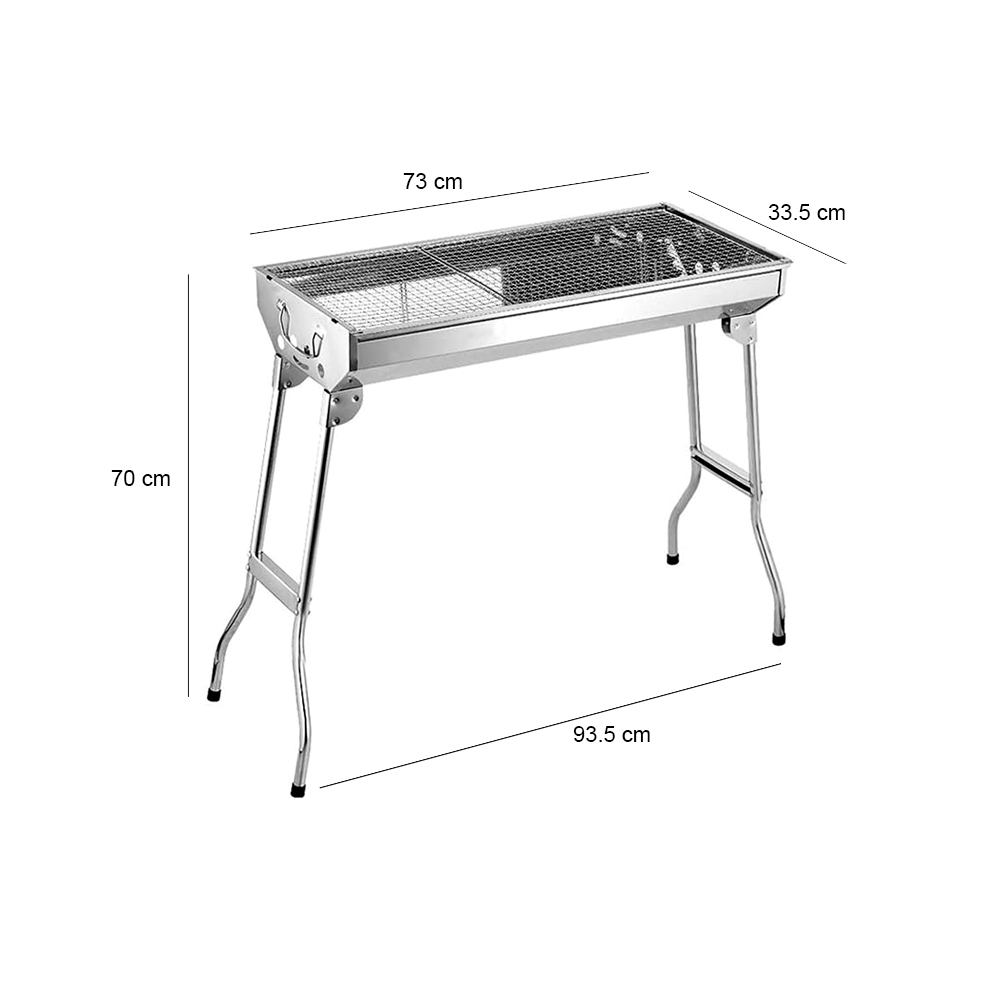 Ilios Innova Asador plegable de acero inoxidable, Parrilla Plegable, Asador Fácil de instalar al aire libre, Ideal para Camping, Asador para Carne Azada, Parrilla para Barbacoa
