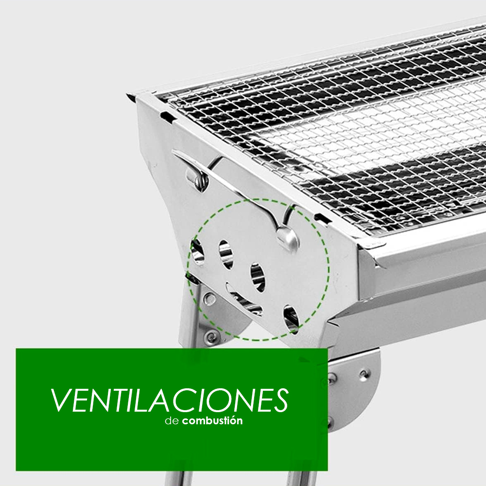 Ilios Innova Asador plegable de acero inoxidable, Parrilla Plegable, Asador Fácil de instalar al aire libre, Ideal para Camping, Asador para Carne Azada, Parrilla para Barbacoa