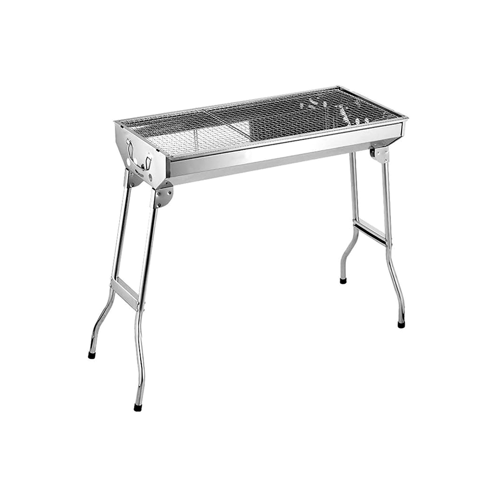 Ilios Innova Asador plegable de acero inoxidable, Parrilla Plegable, Asador Fácil de instalar al aire libre, Ideal para Camping, Asador para Carne Azada, Parrilla para Barbacoa