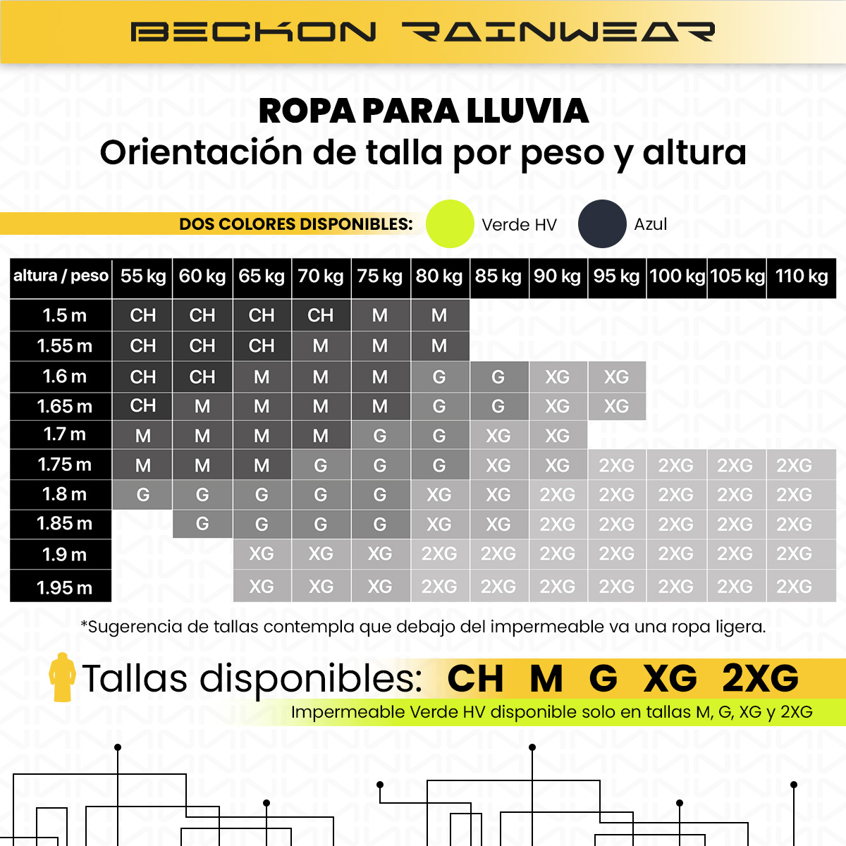 Impermeable gabardina largo para lluvias ligero premium unisex hombre mujer con reflejantes rainwear talla Doble Extra Grande.