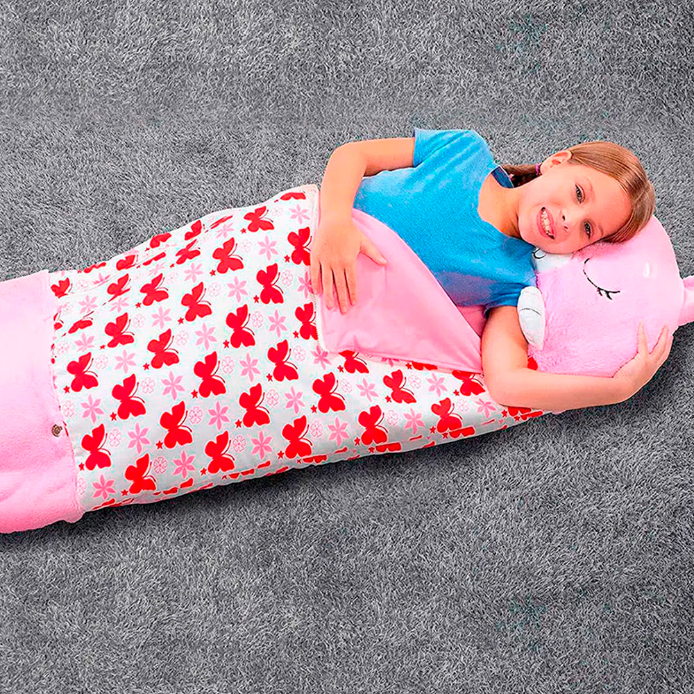Ilios Innova Saco para Dormir Plegable y Almohada para niños 140 x 60 cm Divertido Saco de Dibujos Animados sensación Suave, Sleeping bag infantil. 