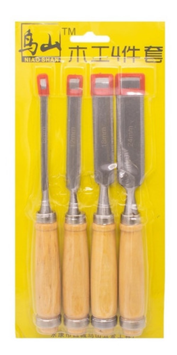 Juego Cincel Formon Gubia Carpintero Tallado Madera 4 pzs