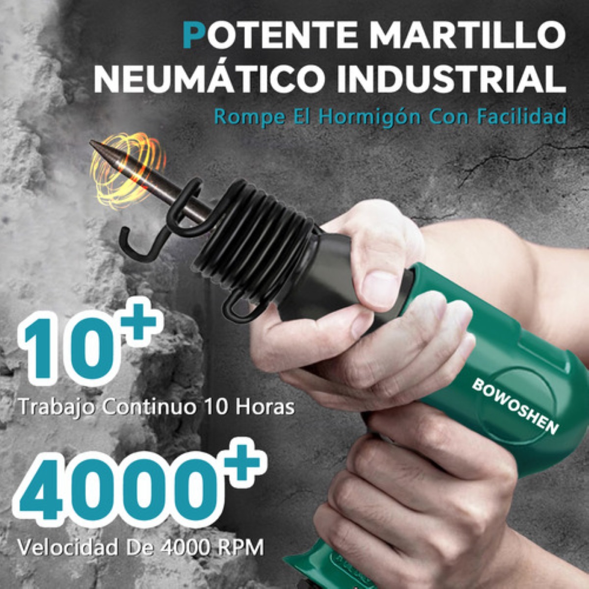 Martillo Neumático Con 4 Cinceles Demoledor Para Ranurar La Superficie
