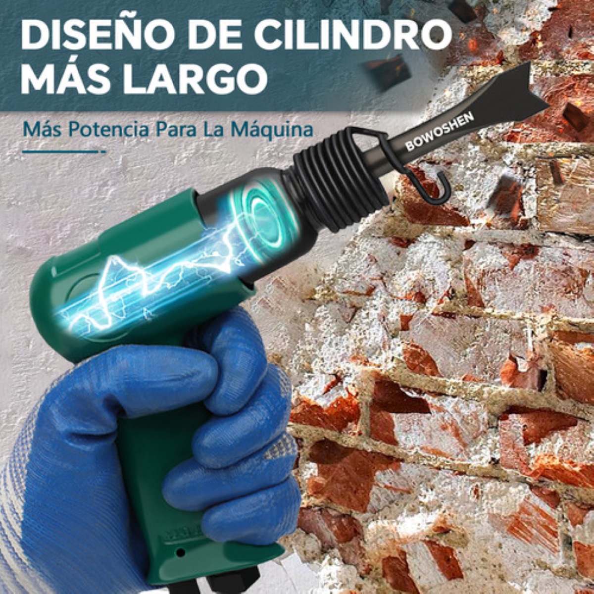 Martillo Neumático Con 4 Cinceles Demoledor Para Ranurar La Superficie