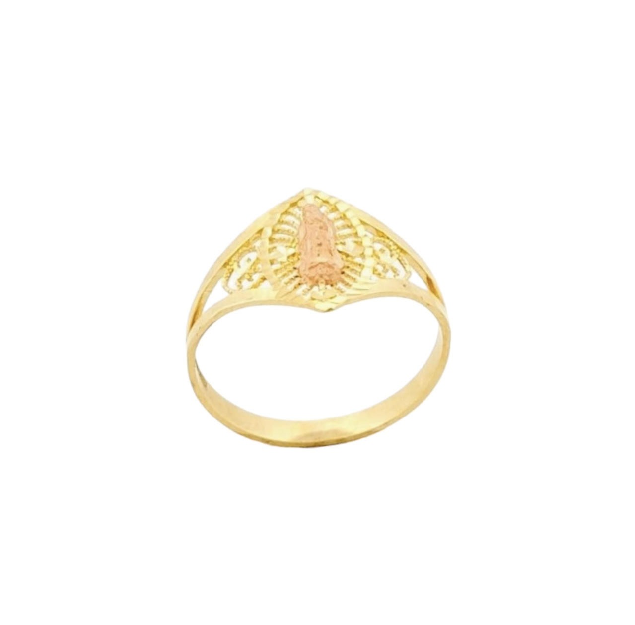 Anillo De La Virgen De Guadalupe Rosa Elaborado En Oro De 10 K.
