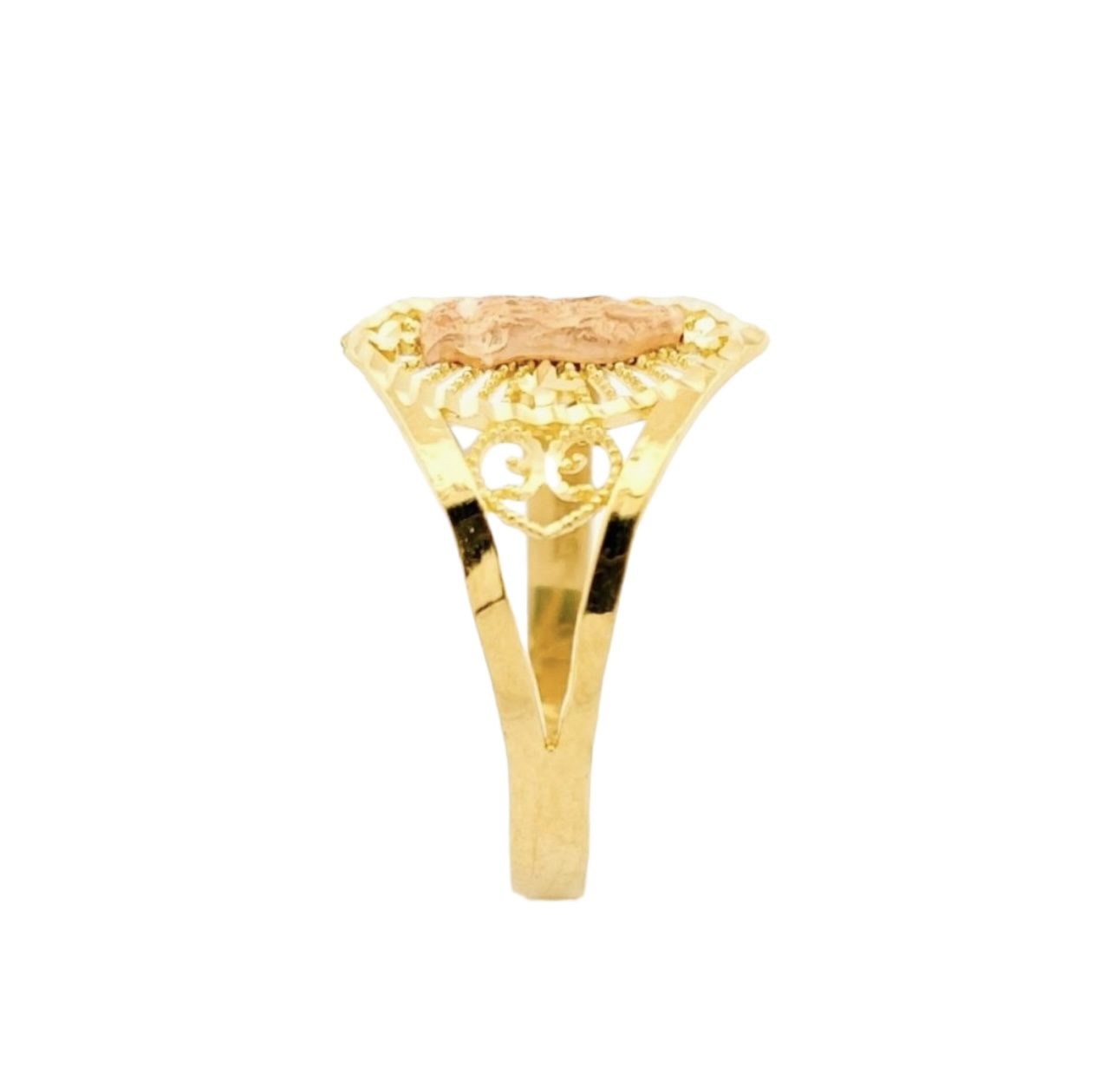 Anillo De La Virgen De Guadalupe Rosa Elaborado En Oro De 10 K.