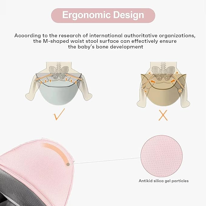 A EASYTAO Mochila Portabebe, Canguro para Bebé Ergonomico para Niños de 0 a 36 Meses(Hasta 30 kg), Porta Bebé Portátil Algodón Puro Ligero y Transpirable con Asiento de Cadera (Rosa).
