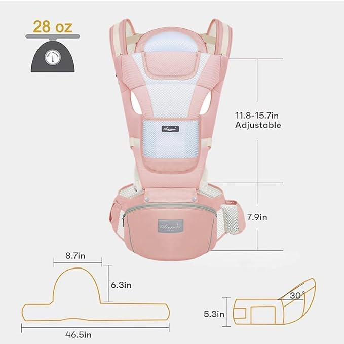 A EASYTAO Mochila Portabebe, Canguro para Bebé Ergonomico para Niños de 0 a 36 Meses(Hasta 30 kg), Porta Bebé Portátil Algodón Puro Ligero y Transpirable con Asiento de Cadera (Rosa).