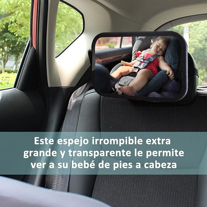 A VOICEPTT Espejo Retrovisor de Bebé para Auto,Rotación de 360 Grados Espejo de Observación para Bebés/Espejo de seguridad para pasajeros,Panorama claro,Ajustable.