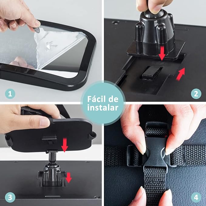 A VOICEPTT Espejo Retrovisor de Bebé para Auto,Rotación de 360 Grados Espejo de Observación para Bebés/Espejo de seguridad para pasajeros,Panorama claro,Ajustable.